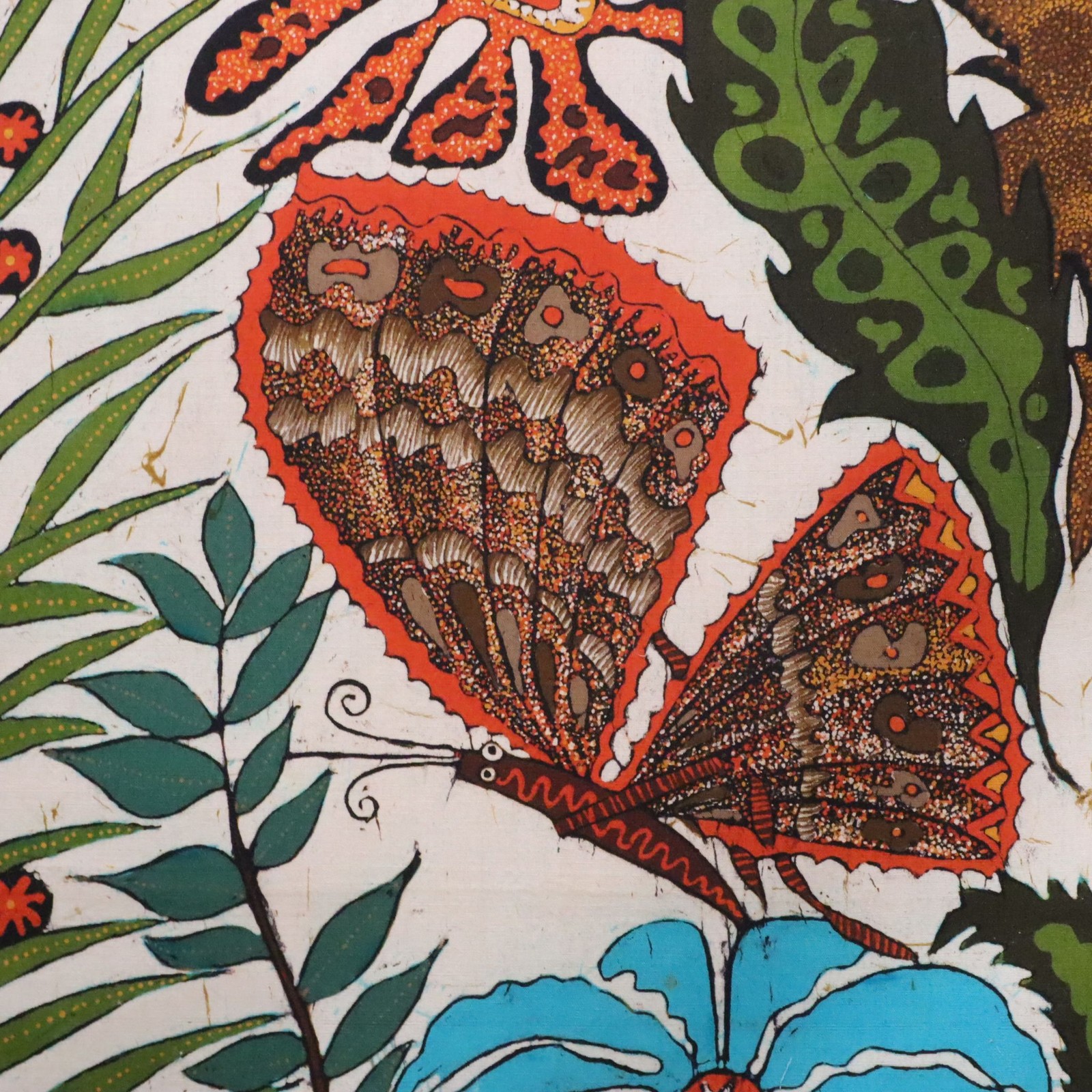 Vipula Dharmawardena Batik Textile Folk Art Floral Butterfly Bird Sri Lanka Silk