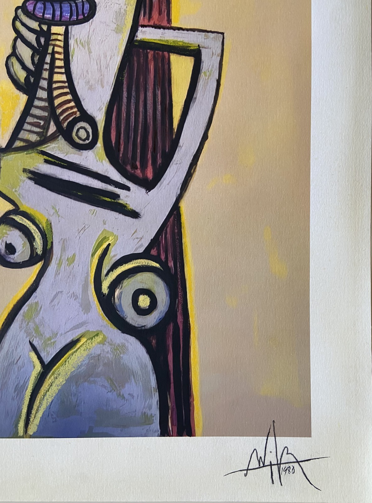 CUBAN MASTER WIFREDO LAM ART SERIGRAPHY HAND SIGNED UNIQUE LIMITED EDITION CUBA