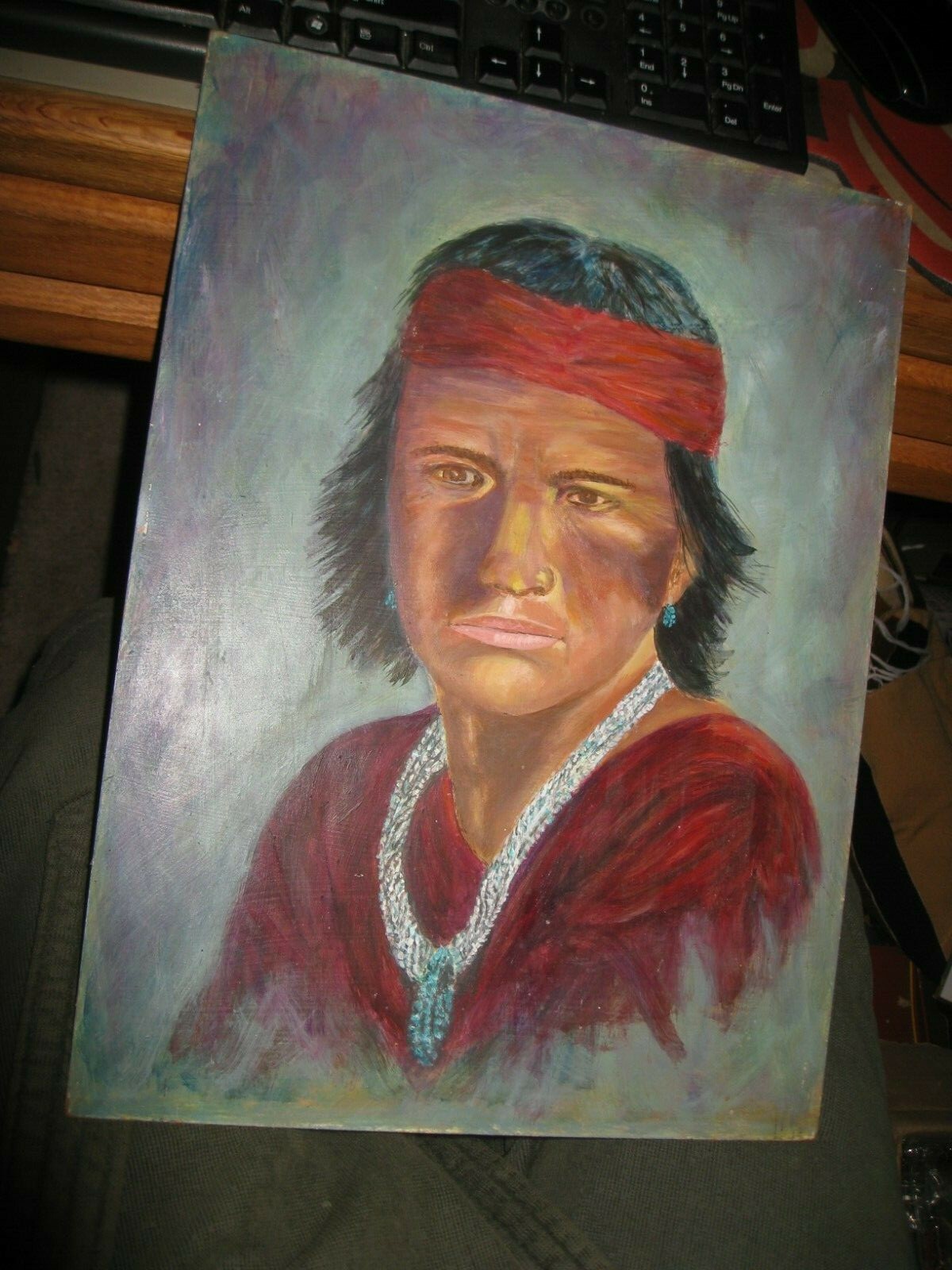 Native American Portrait of Apache Medicine Man On Board