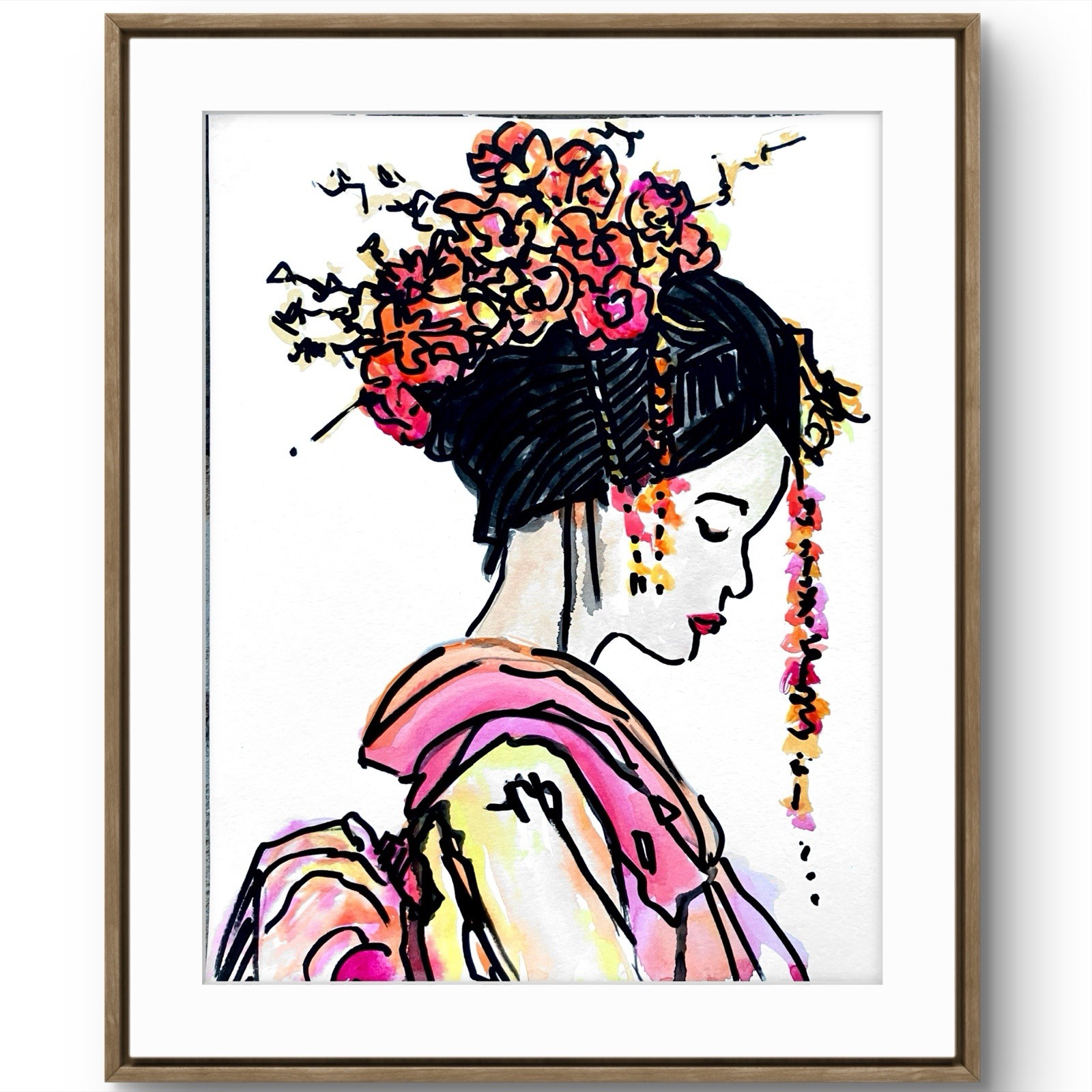 TITA PAINTZ Geisha Expressionist Portrait Hand Painted Art