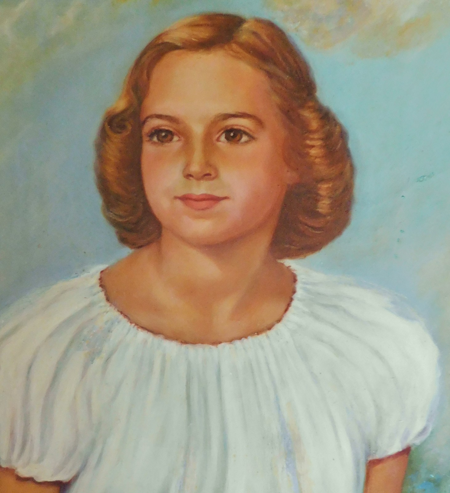 1940’s 50’s Portrait Oil Painting Of Young Lady NEO CLASSICAL GOLD FRAME 30 x 25