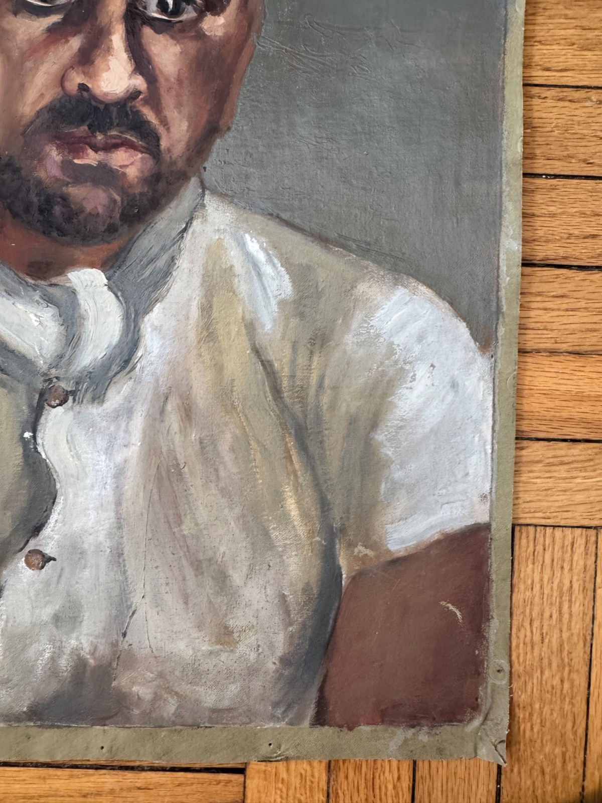 Vintage C.1940 Portrait Oil on Canvas Man Yellow Hat Attr Jean Schweckler 21×15