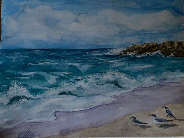 Seascape Watercolor By Artist Liz Altin