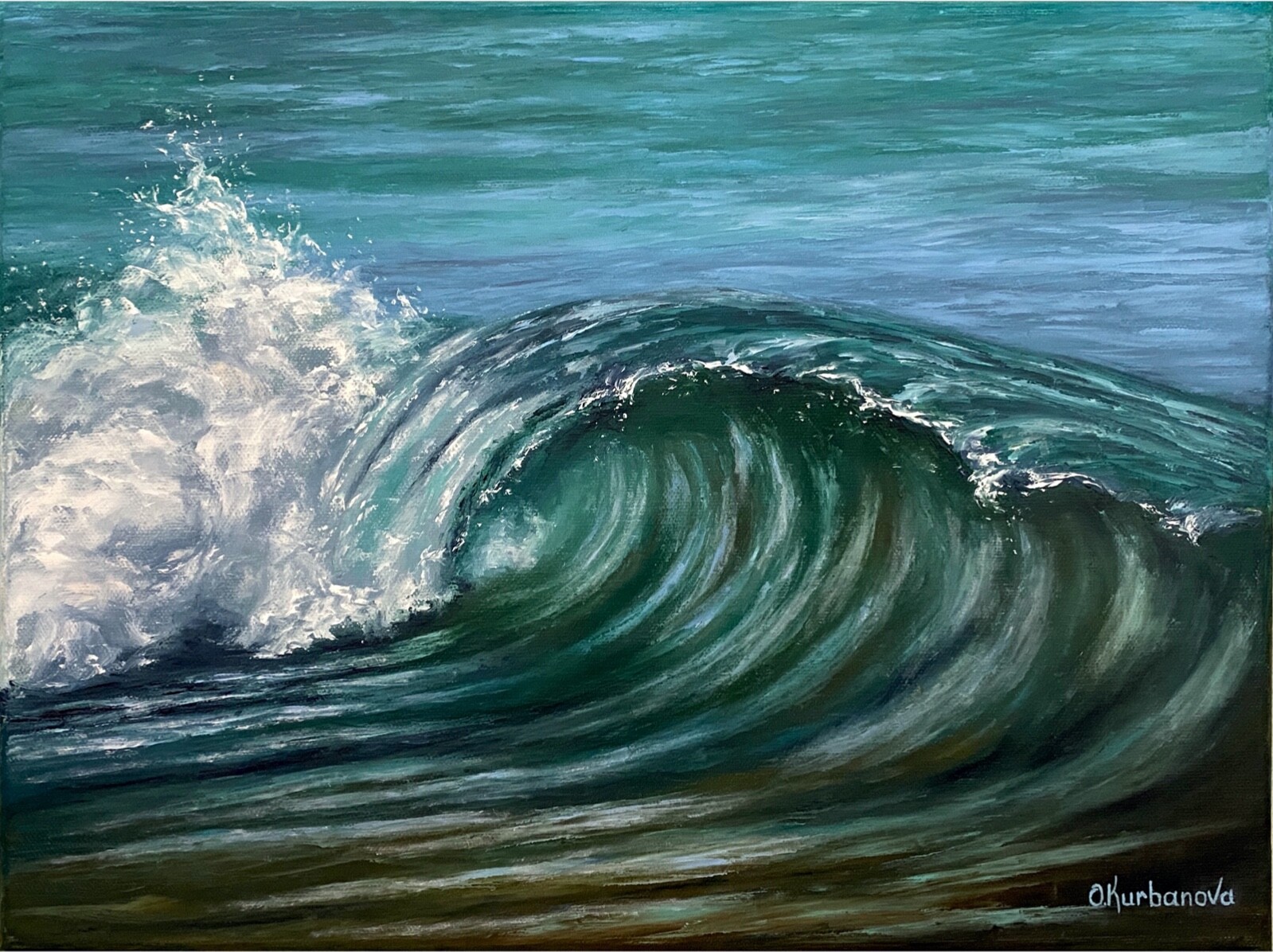Ocean Wave Oil Painting Original Impasto Seascape Beach Сoastal Wave Wall Art