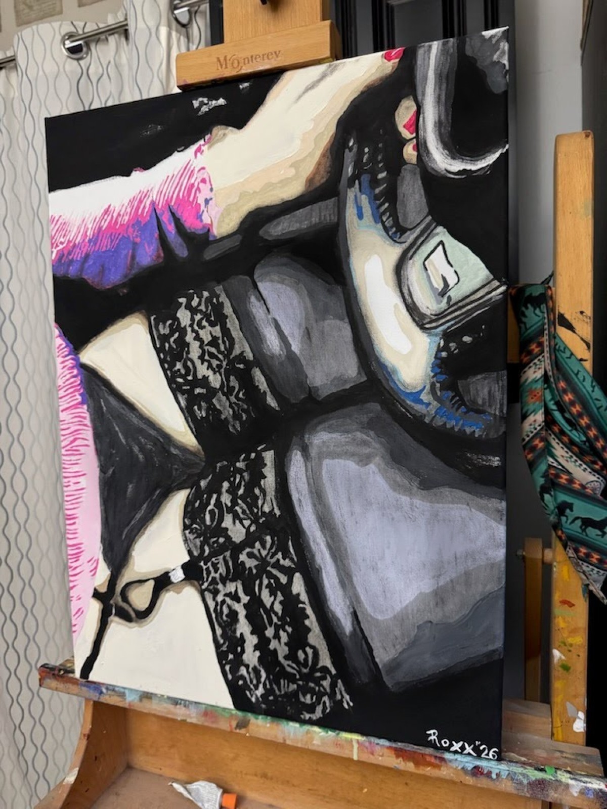 ‘Just Passed the Afterglow’ Pop Art, Pop Noir, driving, woman, stockings