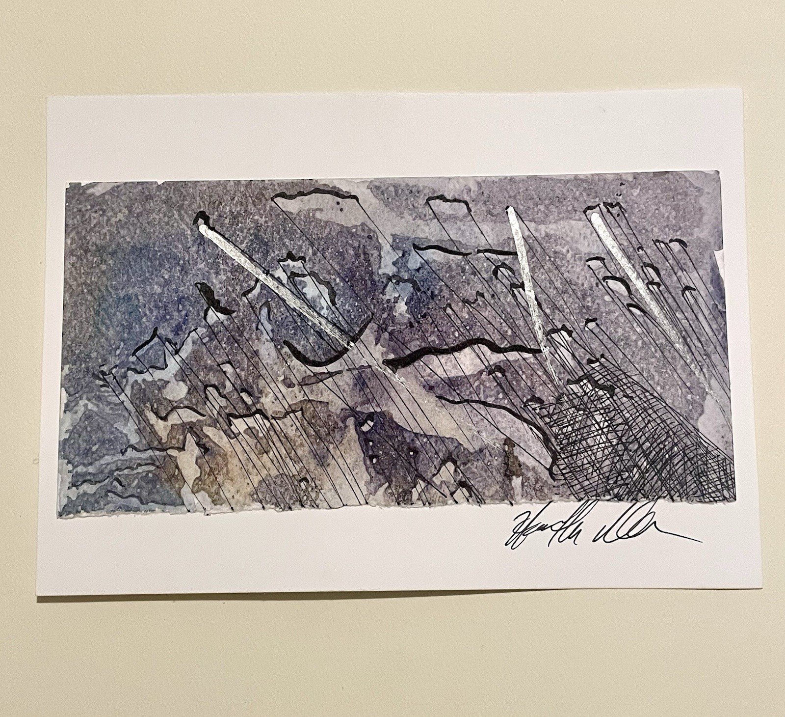 Original Streams Edge 2 Watercolor Signed Arist 5×7 Mounted 4×6 Painting