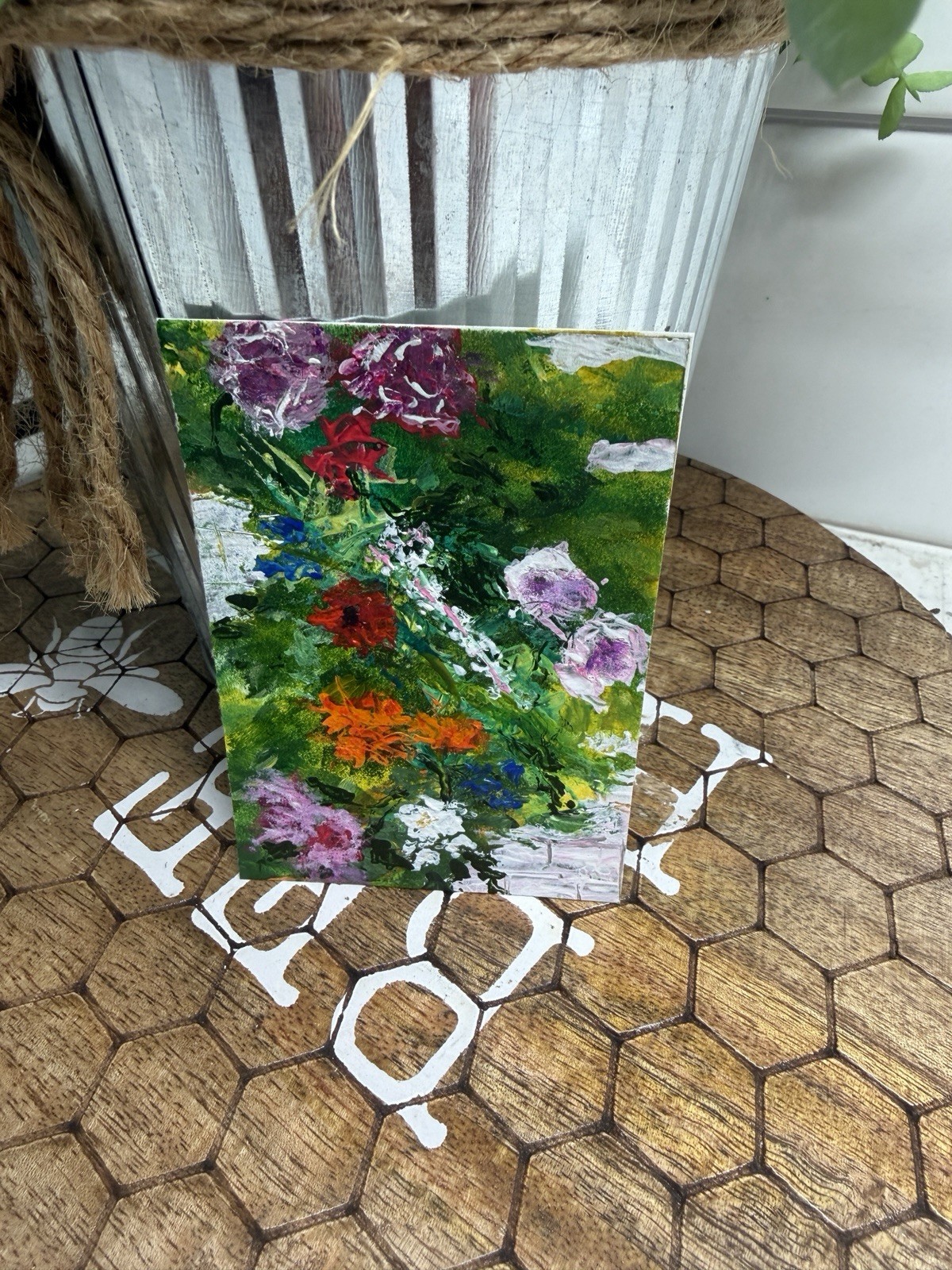 aceo original painting, Impressionistic 2.5 x 3.5 English Wall Flowers