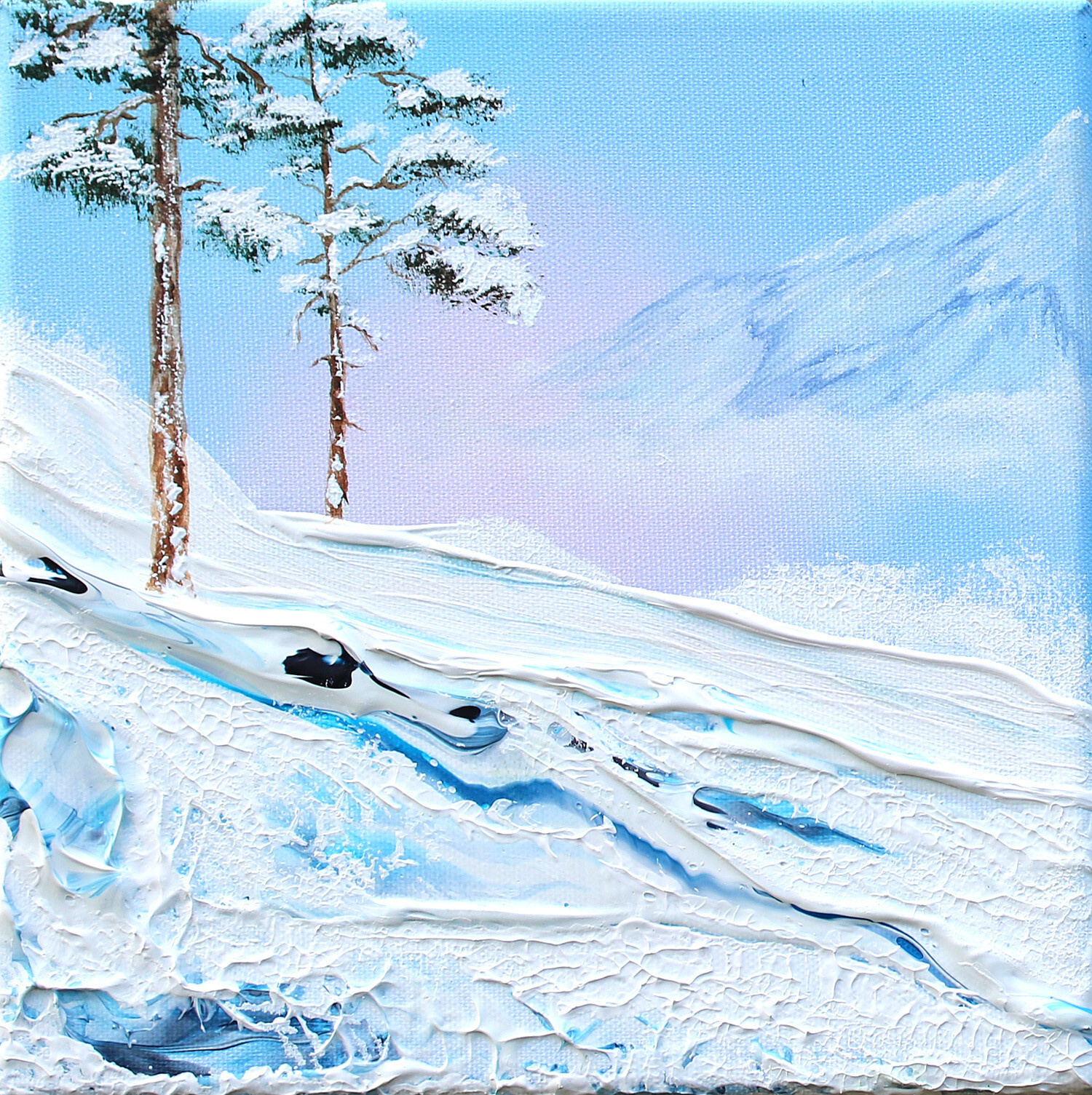Original acrylic landscape duplex paintings long distance relations gift art