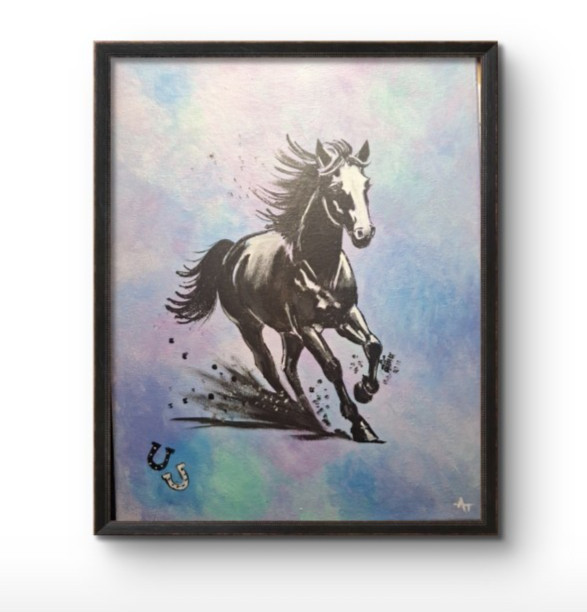 Abstract Expressionist Original Pastel Horse 11×14 Canvas Free Shipping