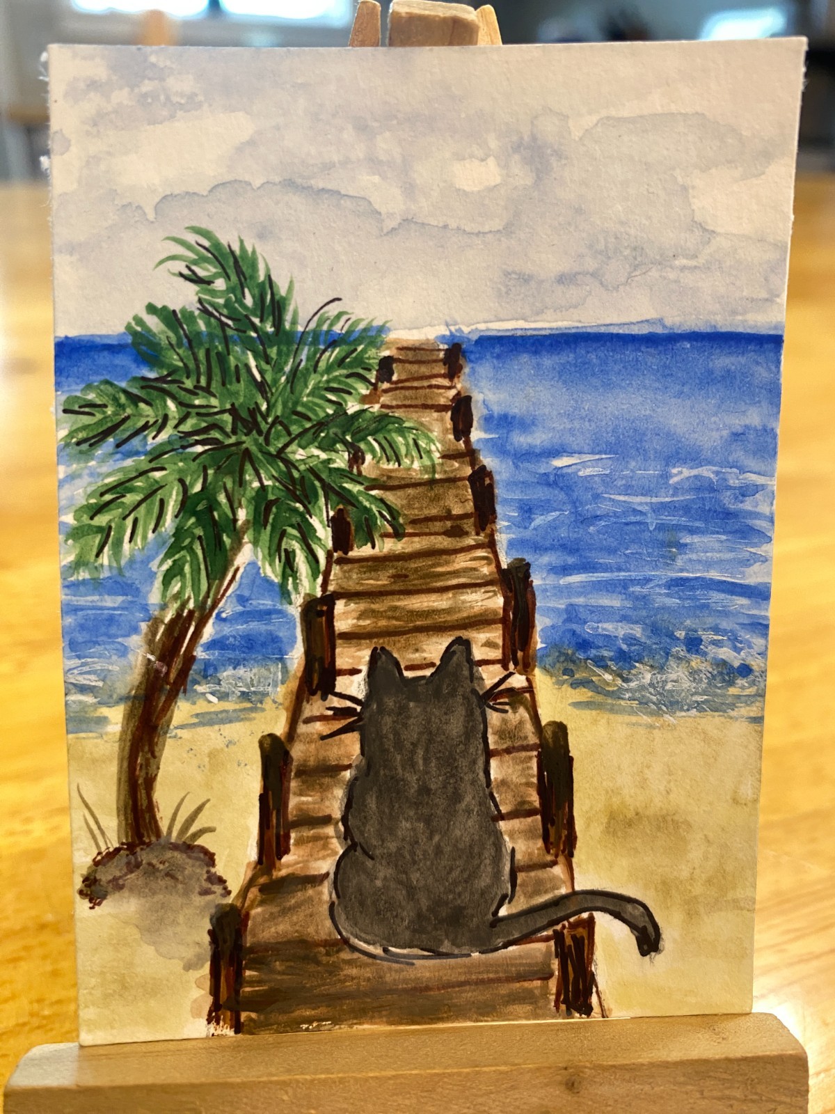 ACEO original watercolor 2.5in x 3.5in “Tropical Escape” by Angel Rose