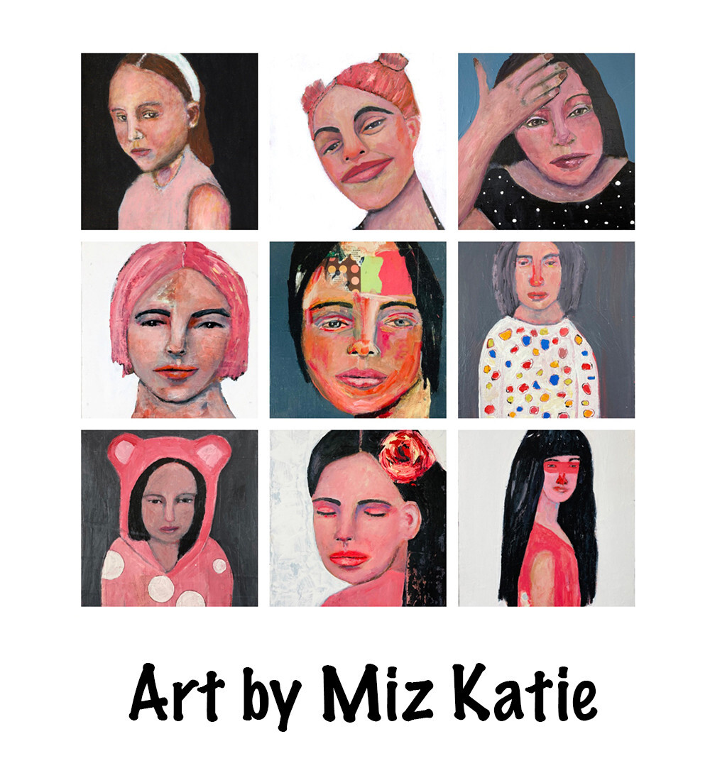 Miniature Acrylic Unique Woman Portrait Painting Original 4×4 Art Miz Katie