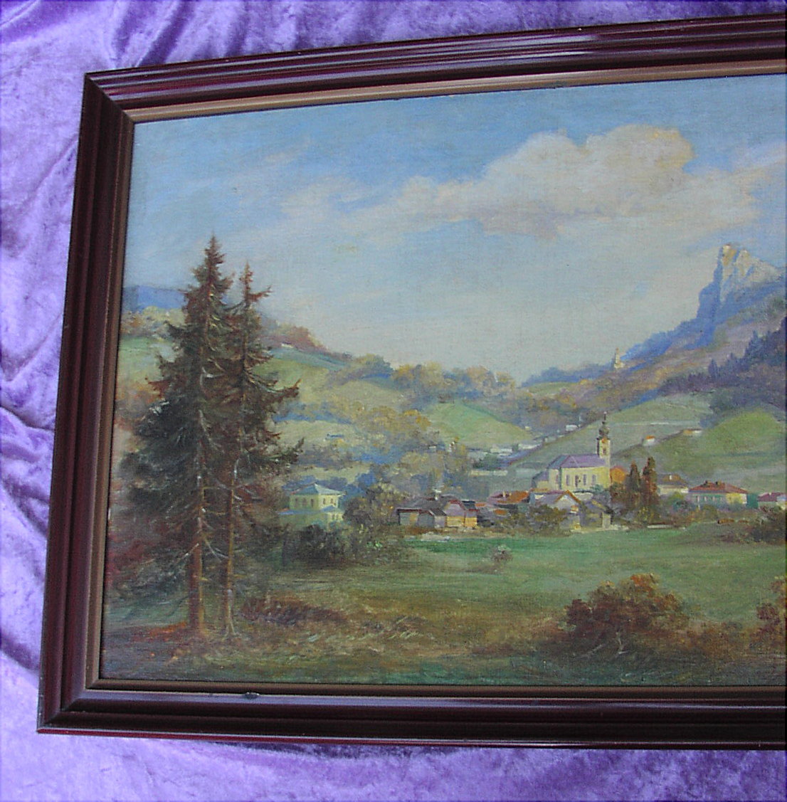 Vintage 1916 Painting Gnigl Salzburg Austria Austria Nockenstein Neuhaus