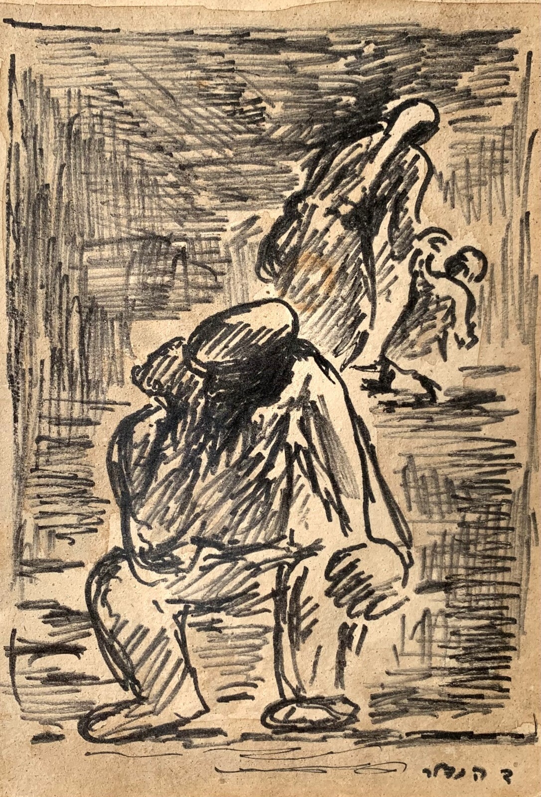 David Hendler (Russian/Israeli , 1904-1984) Superb Impressionist Ink Painting