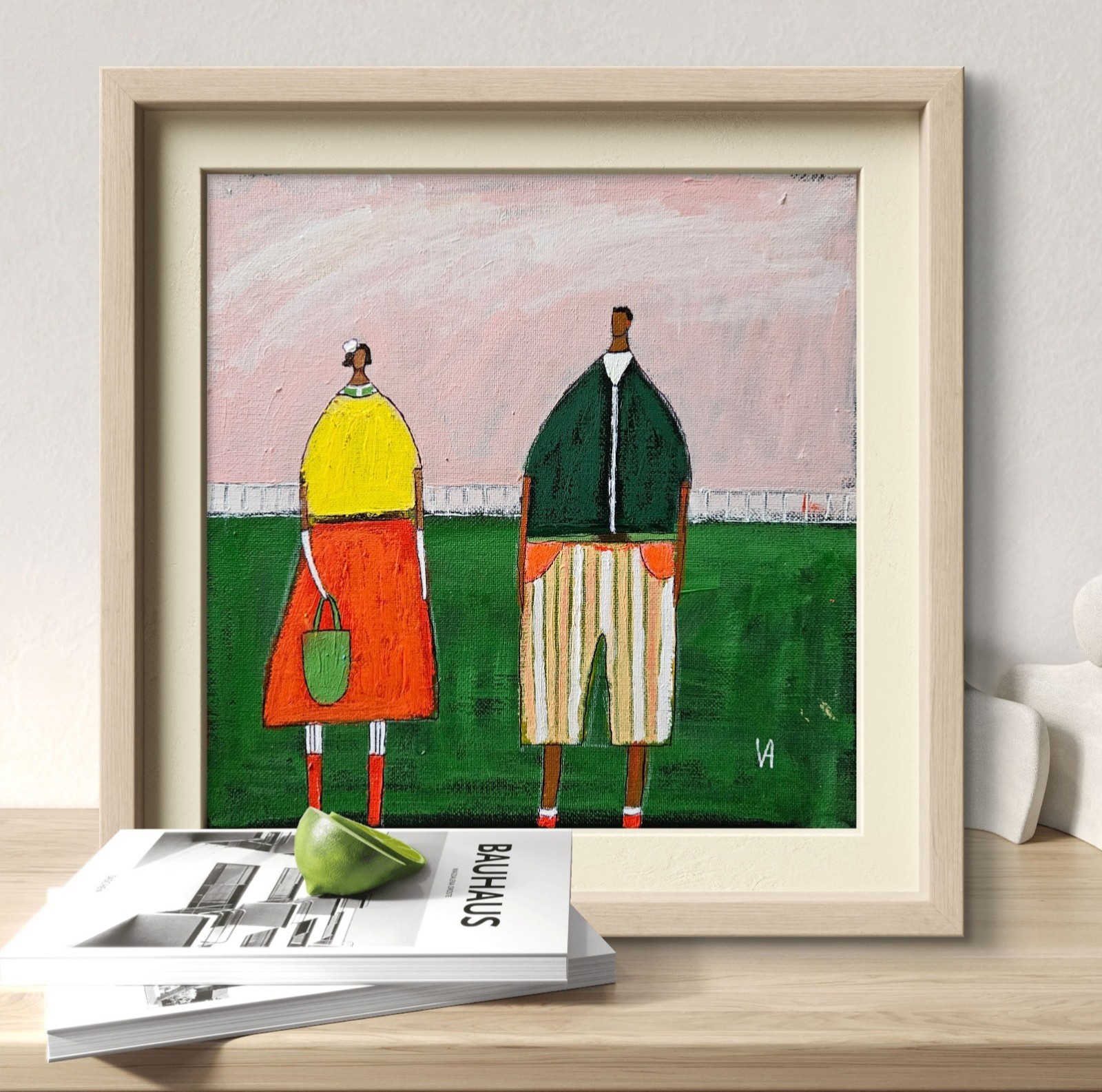 Painting Original Abstract People Portrait Canvas Woman Whimsical 10×10 Art