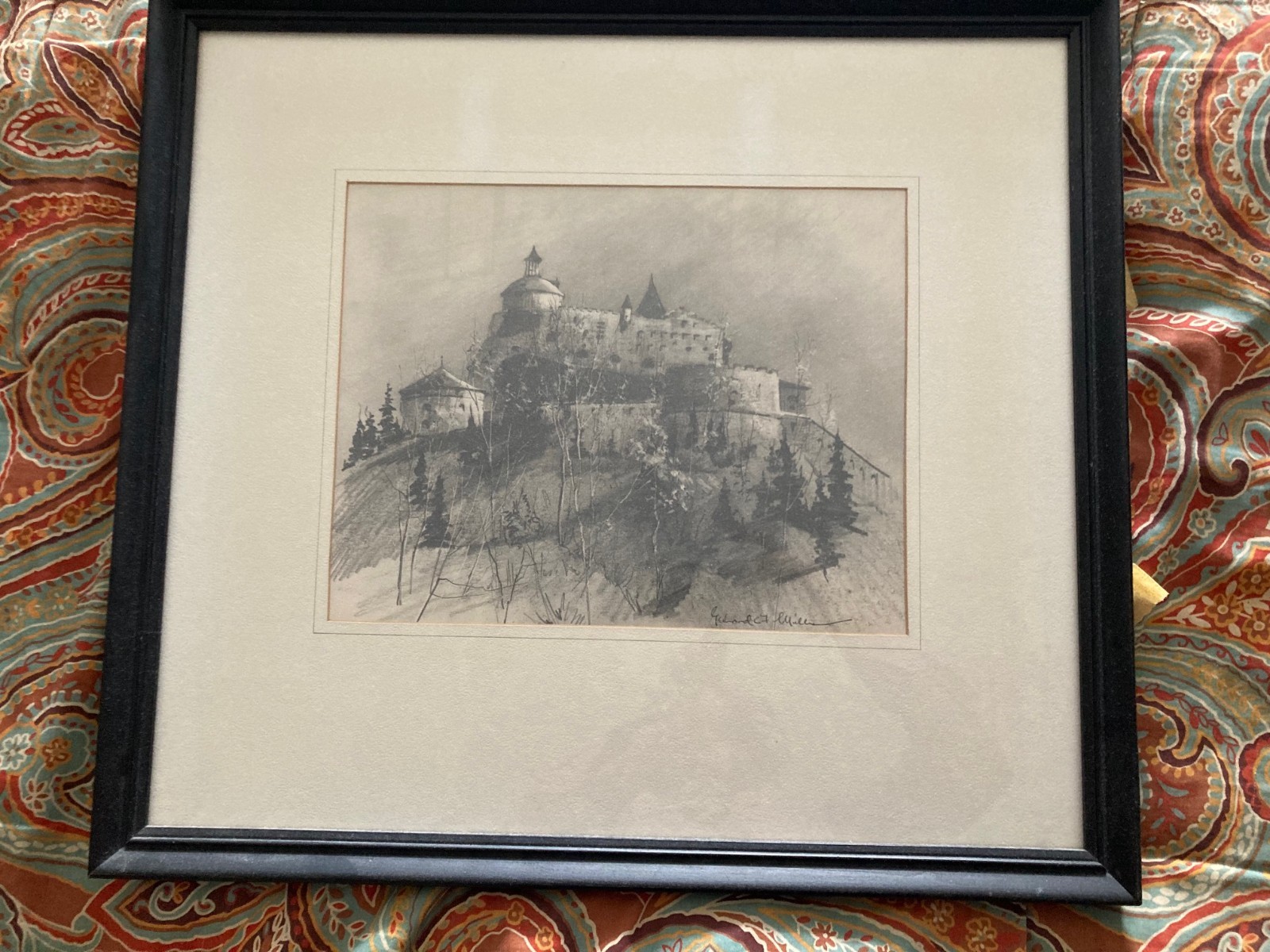 Krásna Hôrka Castle (Slovakia) drawing by Gerhard Carl Frederick Miller