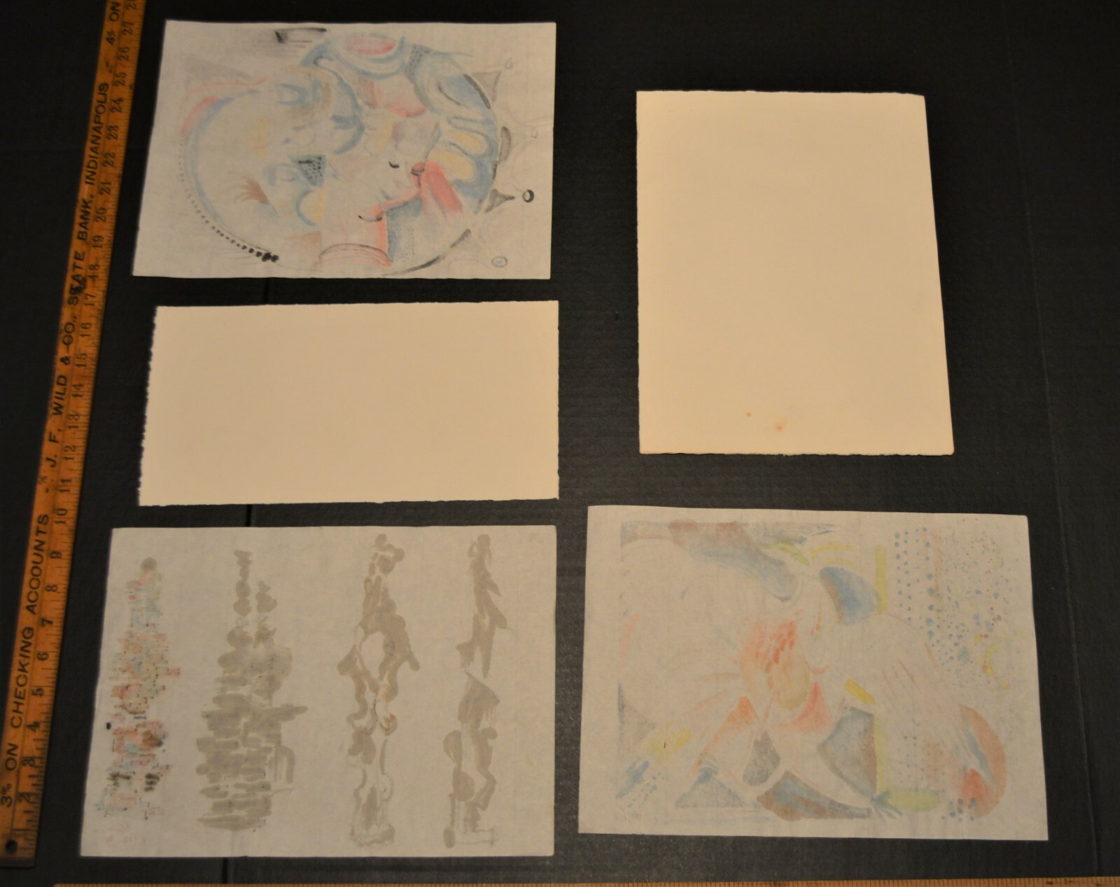 5 Nice Water Color Works Noted Indiana Artist Robert Lohman Signed Dated 1976-78