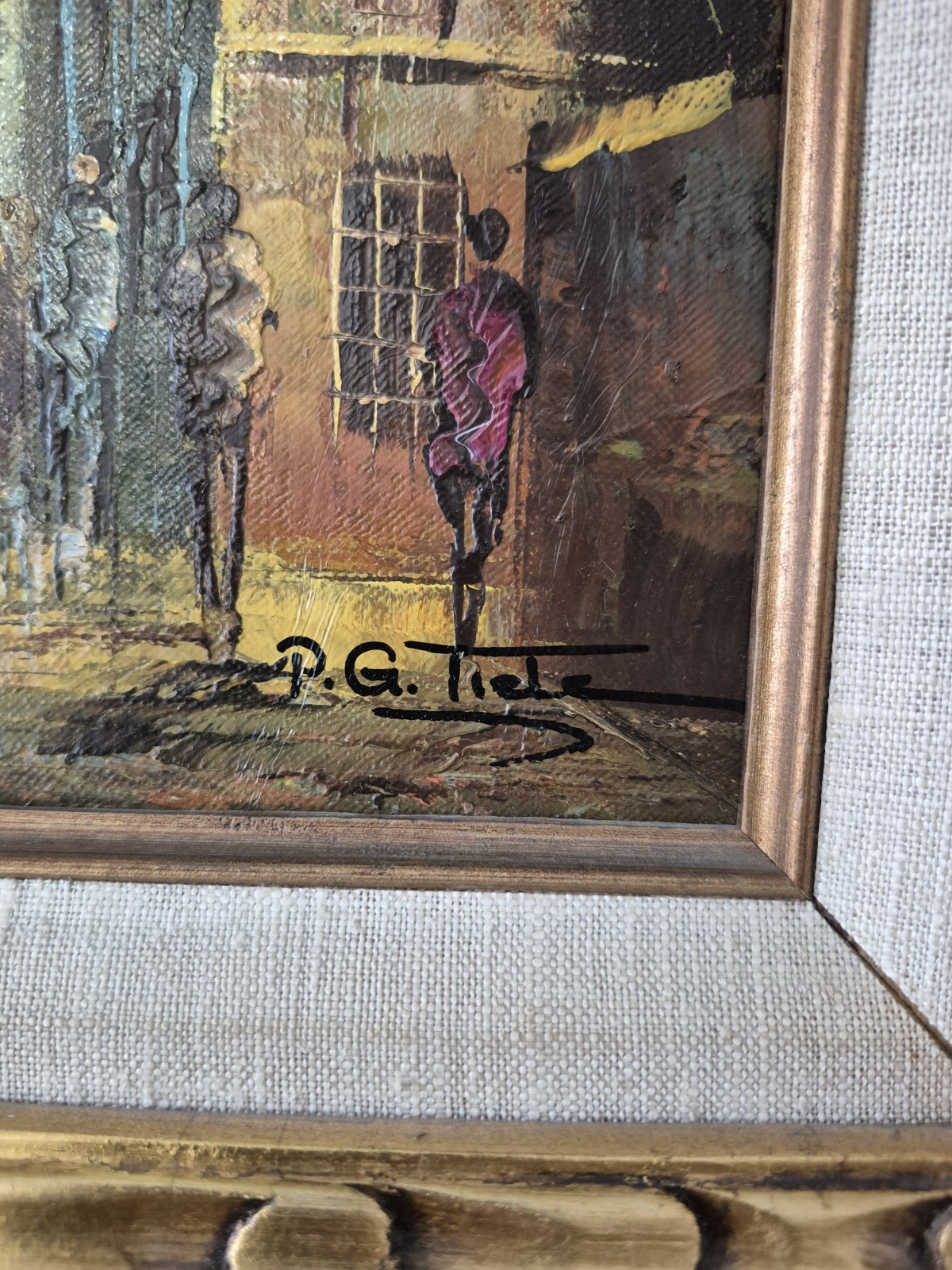 P.G.Tiele Mid Century Impressionist Cityscape Painting Oil Canvas Temple Italy