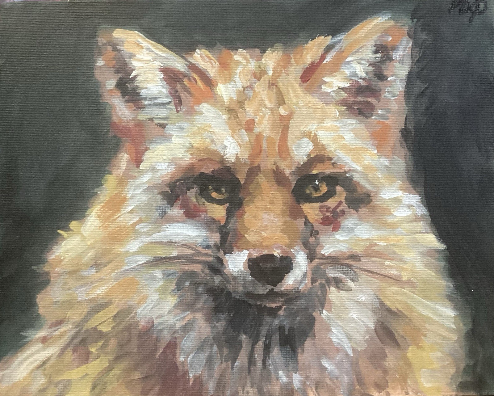 PDQ Artist Originals Painting Animal Fox Impressionistic Acrylics 8×10 Canvas