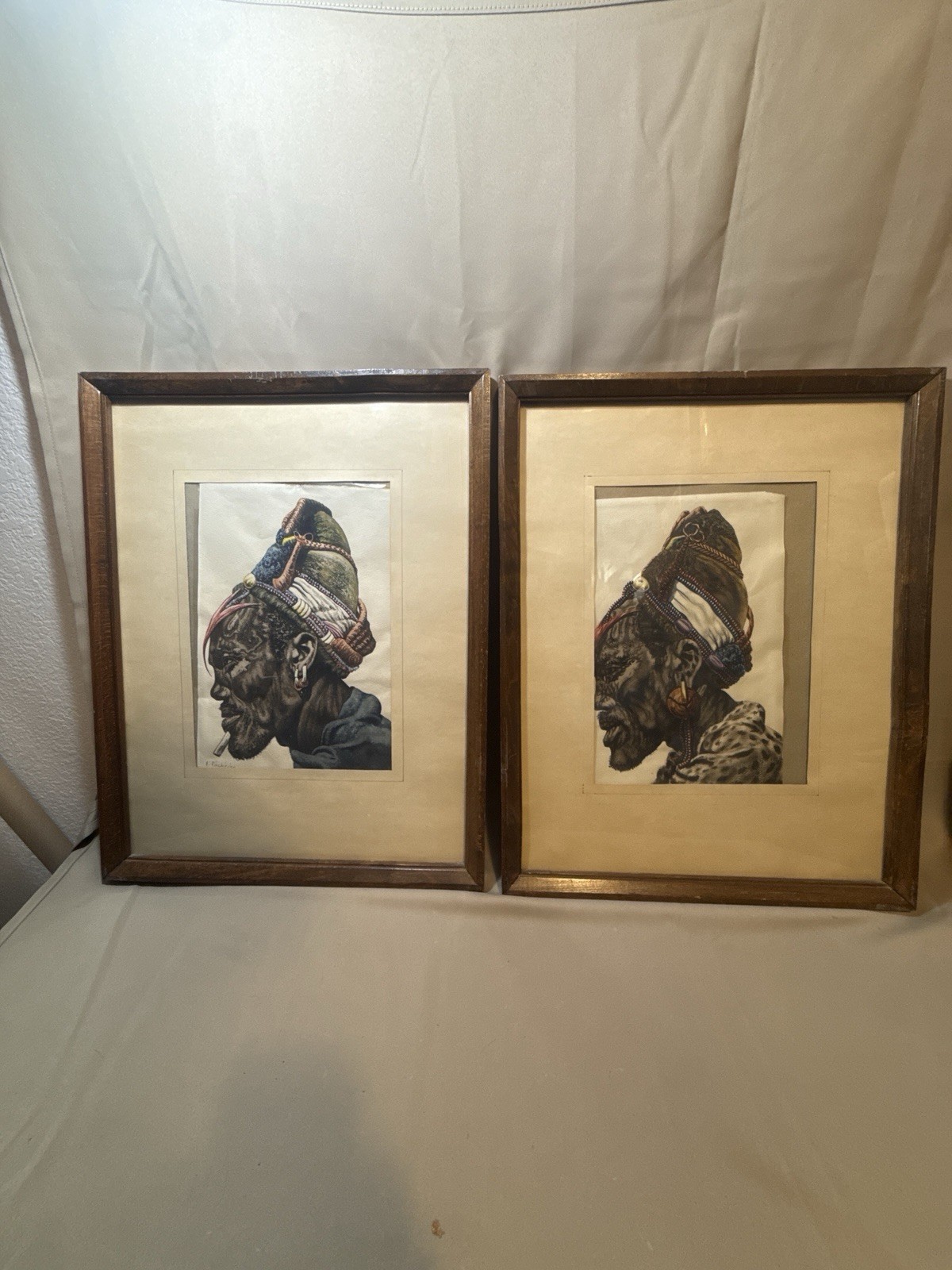 LISTED AFRICAN J.P. LUDU (1925-1965) VERY FINE & STRIKING ORIGINAL WATERCOLOR