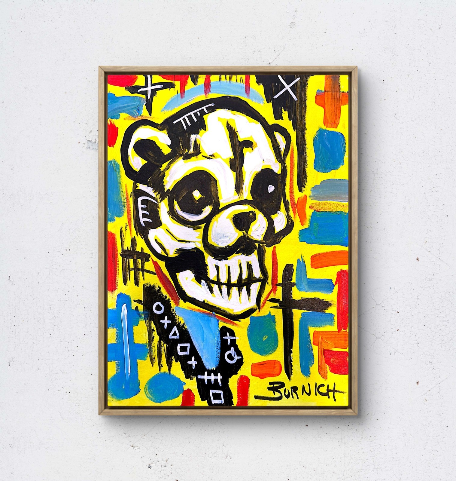 Animal Skull Neo Expressionism 12×16 Original Art Canvas Artwork on Canvas