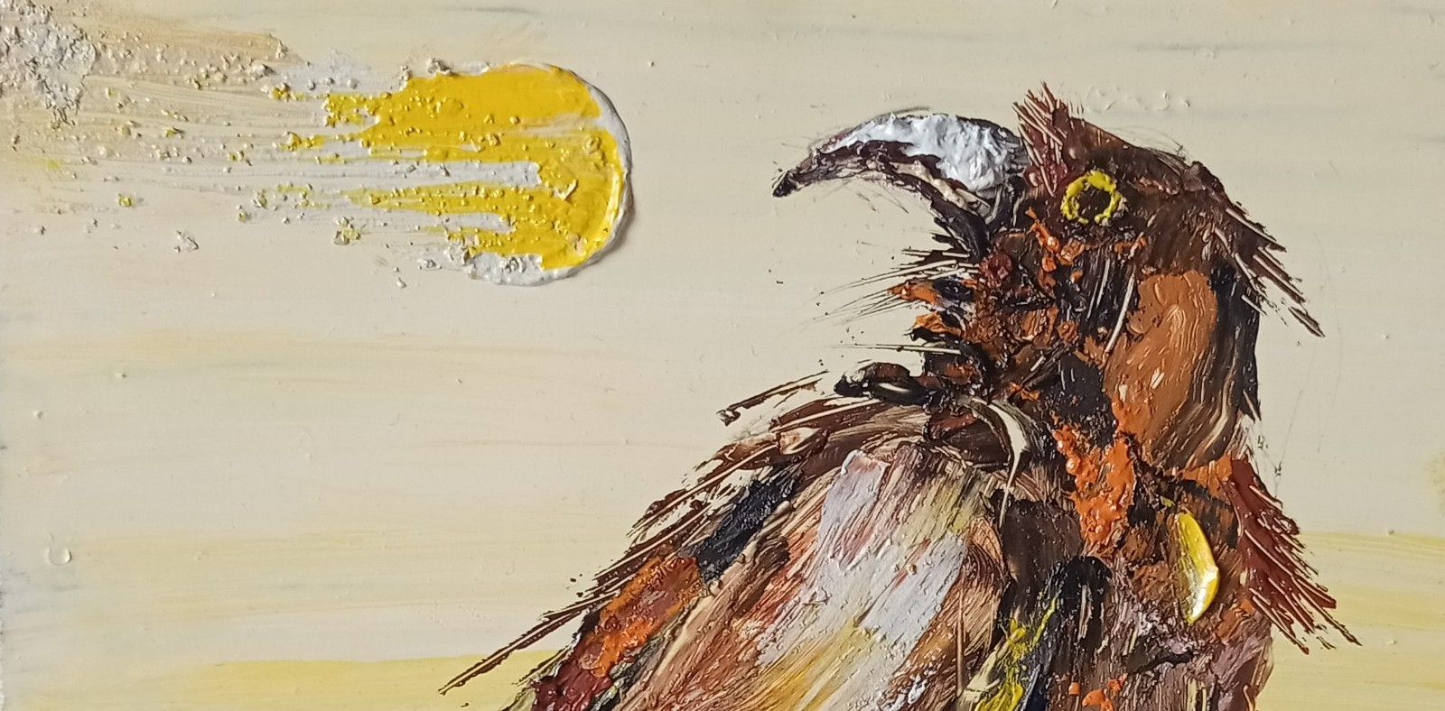 Raven Birds Impasto Painting Original Art Impression Oil Painting 7.8 x 7.8 in