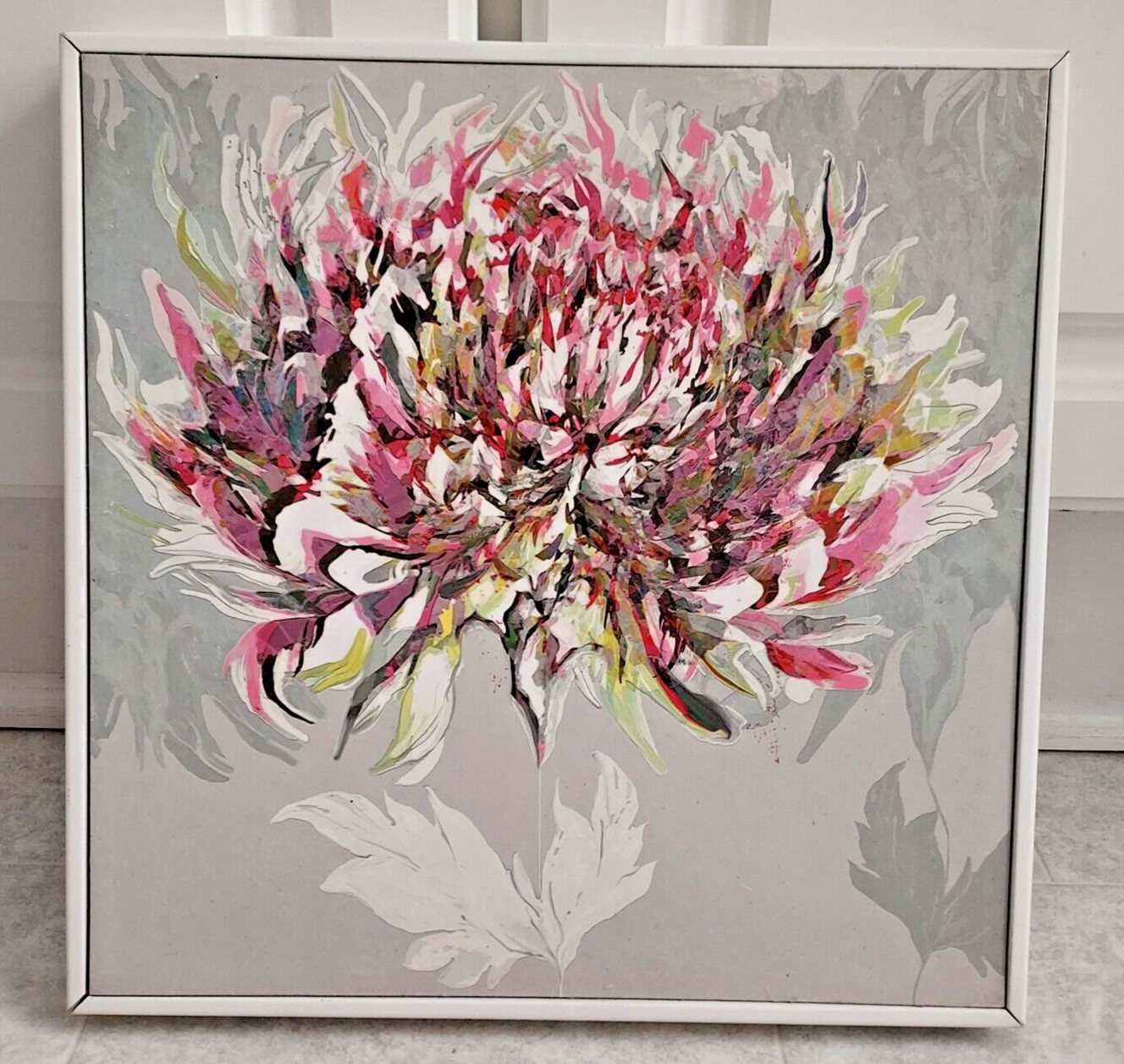 Hand Painted Spring Flower Painting Framed Wall Art Decor Floral Artwork 12 x 12