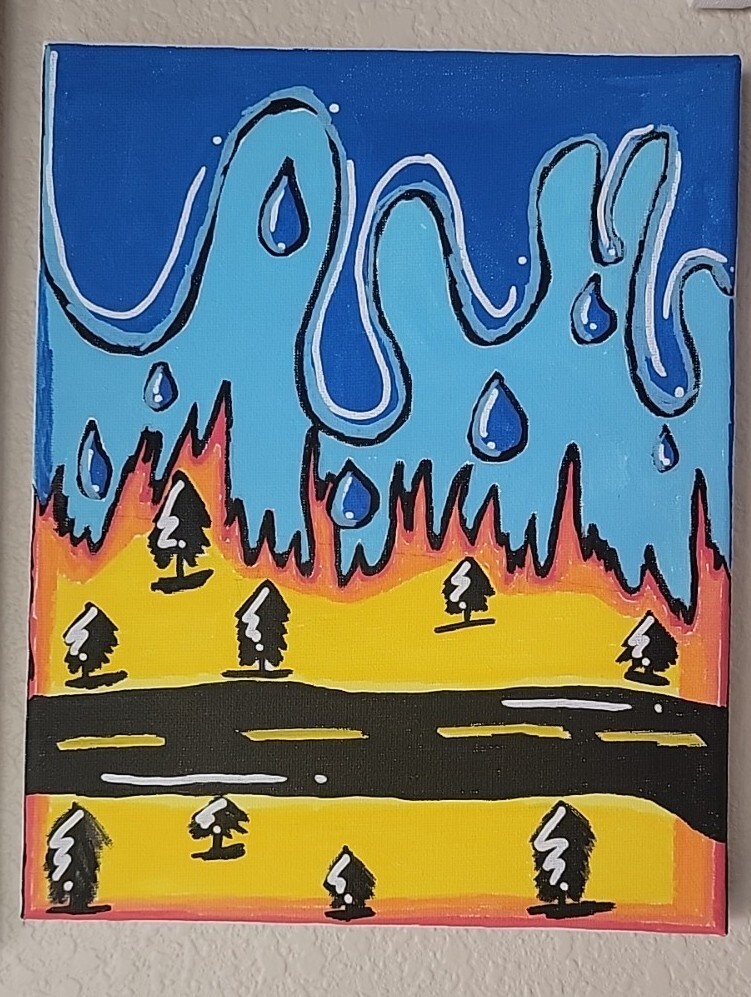 Fire and Water – Art Original Paint Markers Canvas