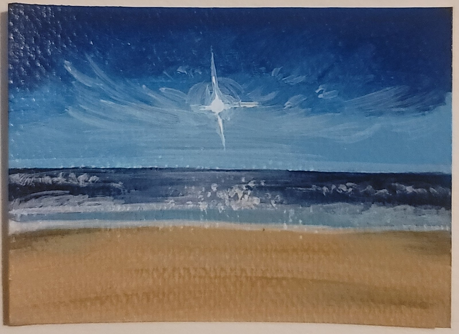 ACEO Original Abstract Landscape Sunlight on Ocean Mini Art Painting Nature