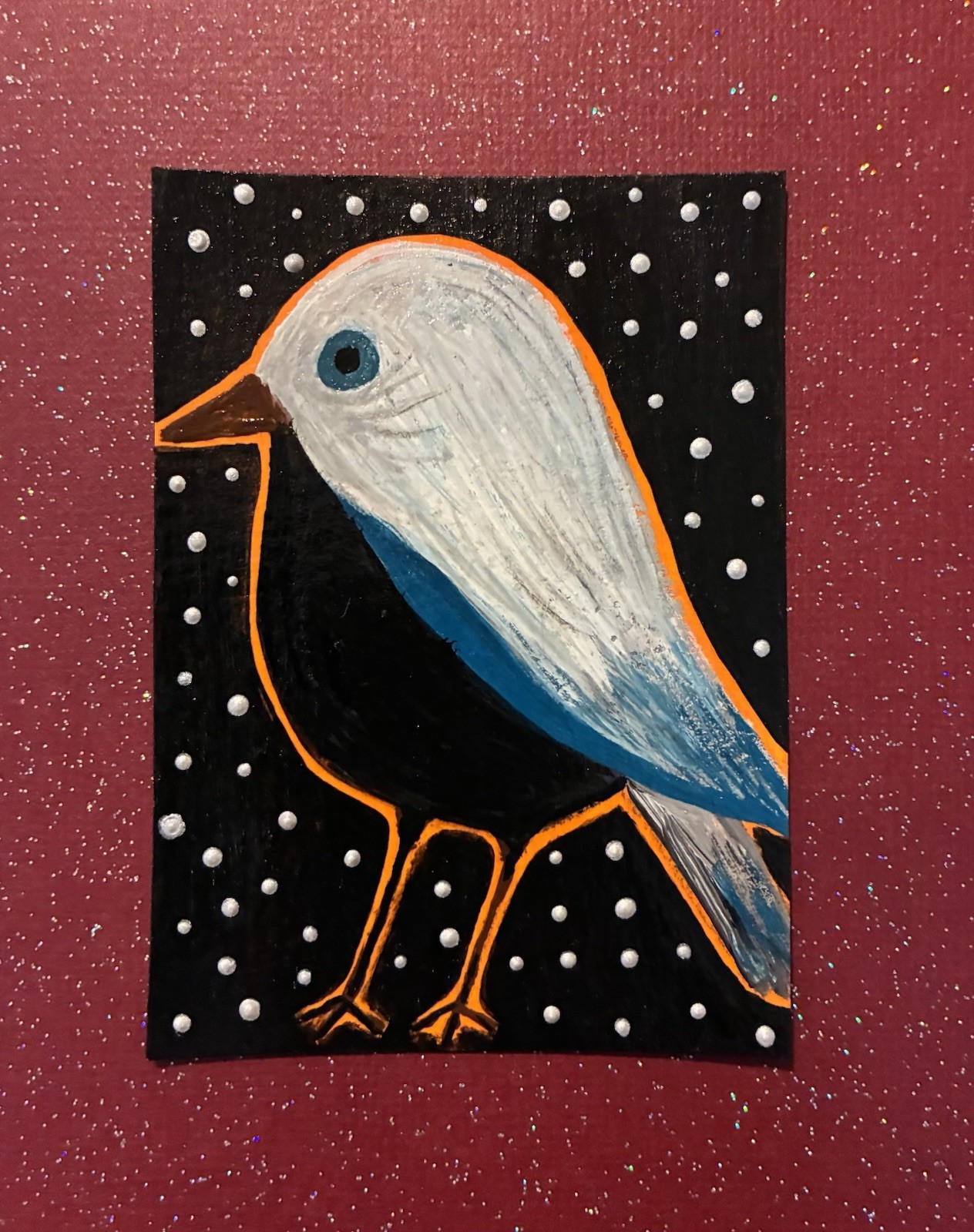 ACEO Original Acrylic painting 2.5 x 3.5. ~ Star Bright 2