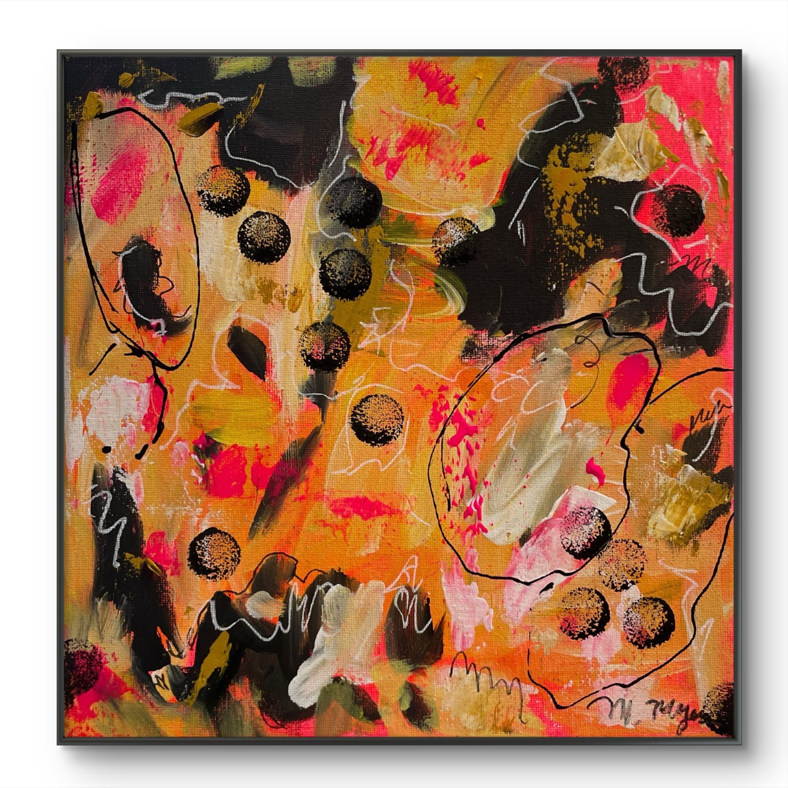 Mary Myers Original Abstract Expressionism 10×10 Bold Color Abstract Signed