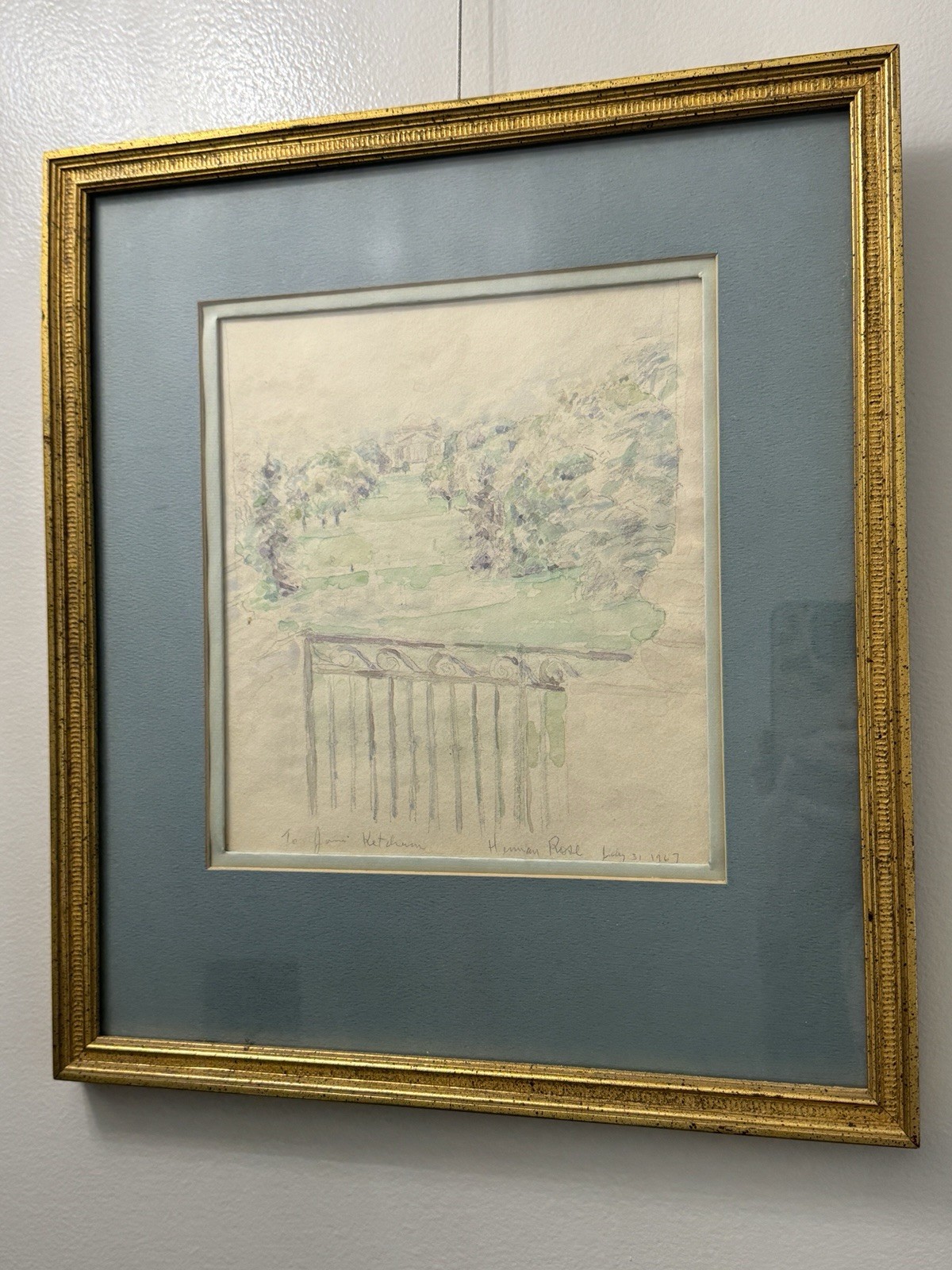 1967 Herman Rose Signed Watercolor Painting Provenance to White House Curator