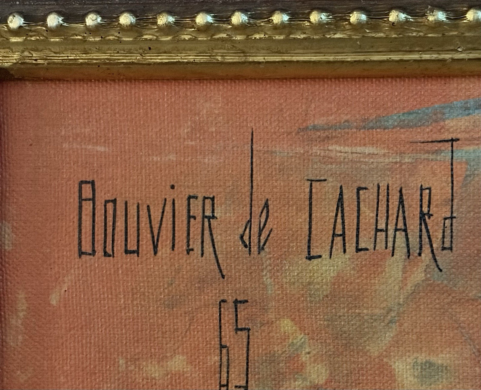 Bouvier de Cachard Venice Harbor Scene Oil Painting Signed and Dated 1965 OOAK