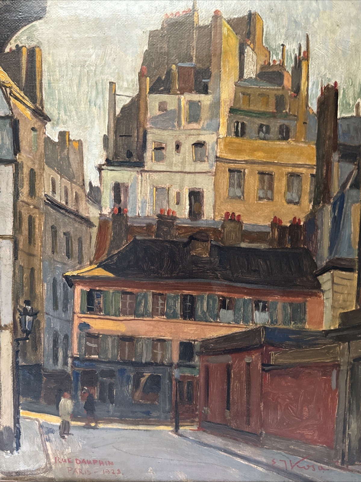 Antique Painting Paris France Street Scene Emil Kosa 1920’s Oil Masterful Famous