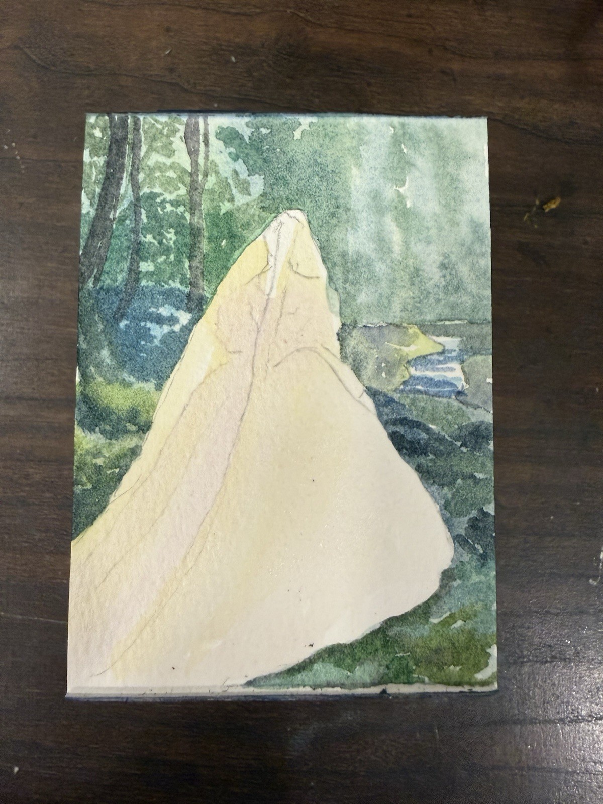 Original Watercolor ACEO Bride in Forest Girl Fantasy Miniature 2.5×3.5”