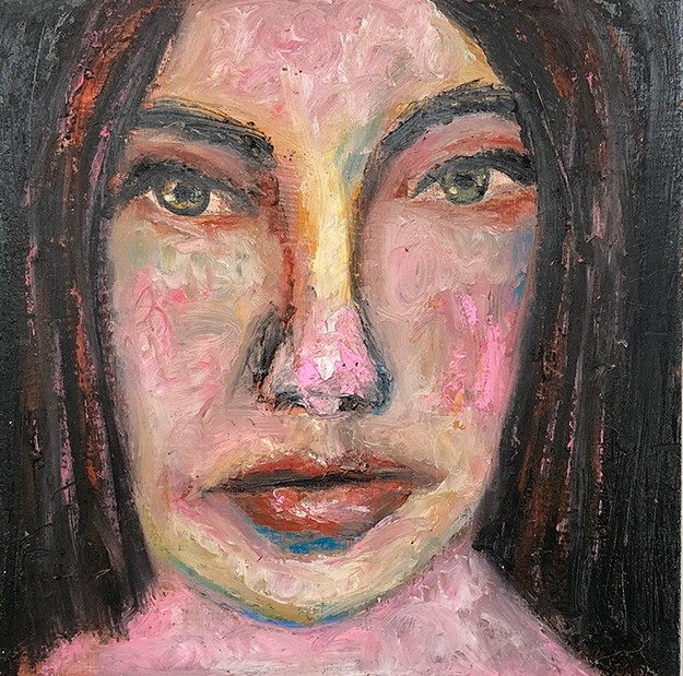 6×6 Original Oil Portrait Painting Expressive Emotional Wall Art Miz Katie