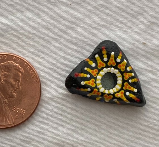 Hand-Painted Lake Superior Stone – Sun and Moon on Sea Glass