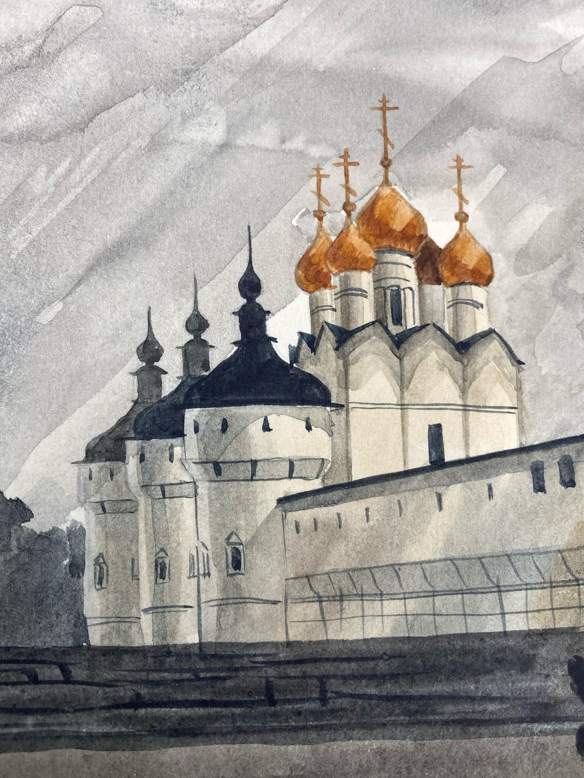 Rostov Kremlin Russian Watercolor Painting