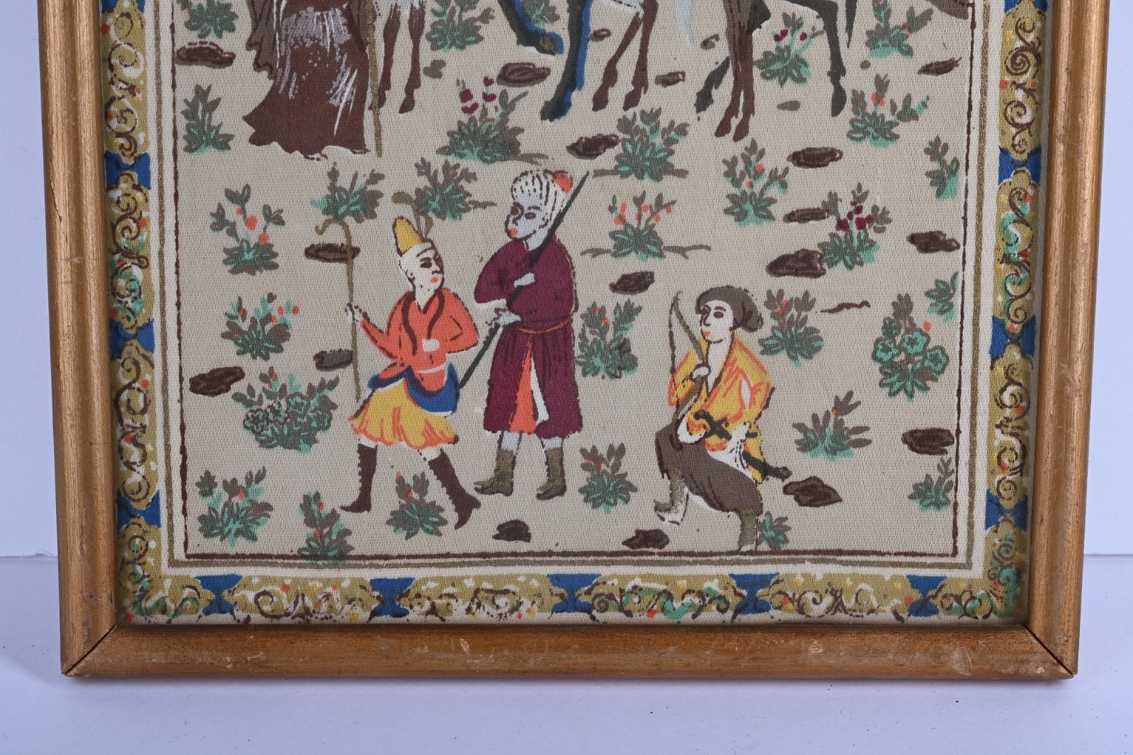 Vintage Persian Style Fabric Paintings Framed 12.5″x8.5″ ( Set of 3 )
