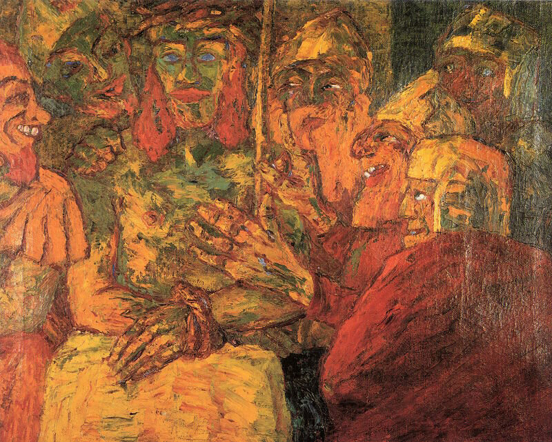Oil painting Emile_Nolde-The_Mocking_of_Christ impression portraits