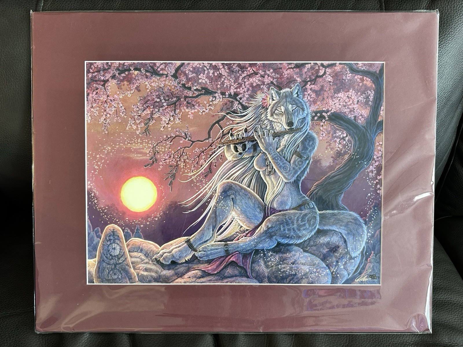 Whimsical Sacred Winds Fantasy Art WereWolf Goldenwolf Christy Grandjean Signed