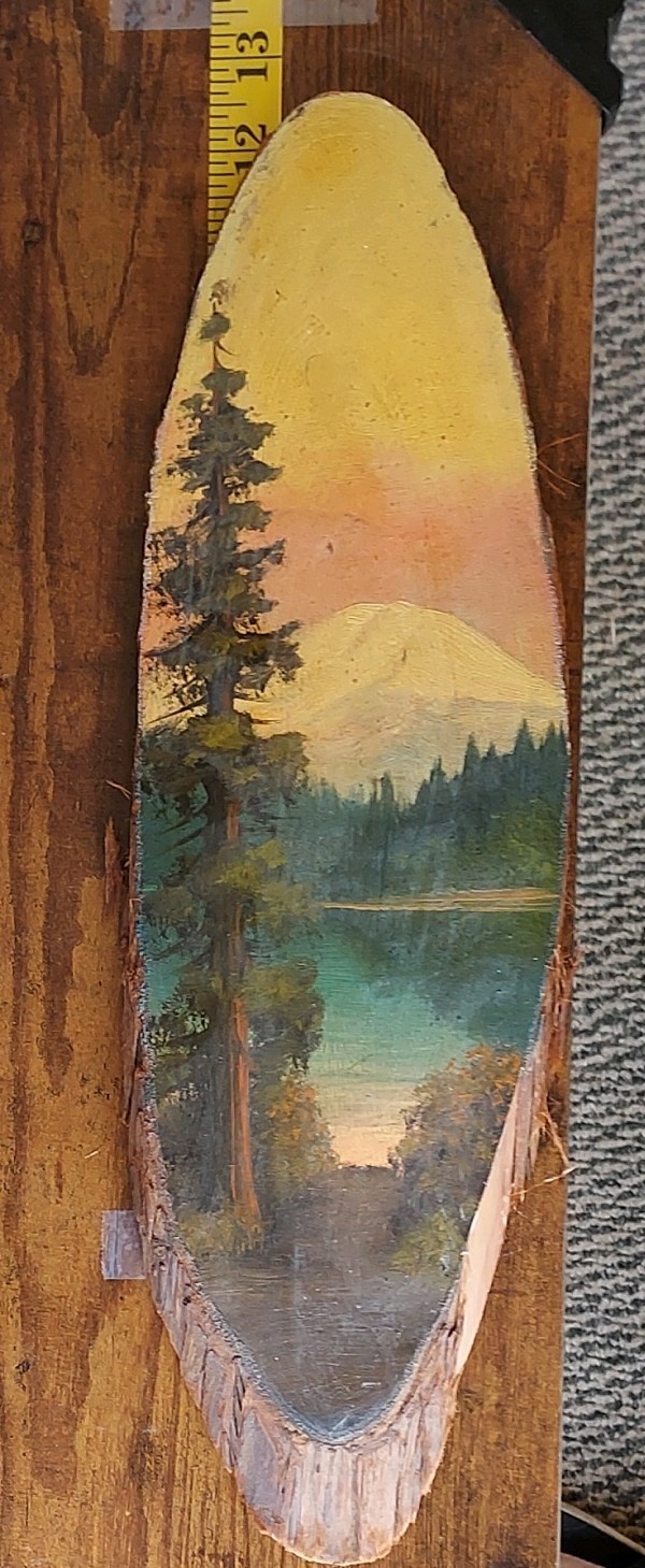 Mt Rainier Realism Landscape Oil Painting on Wood Souvenir, 13in