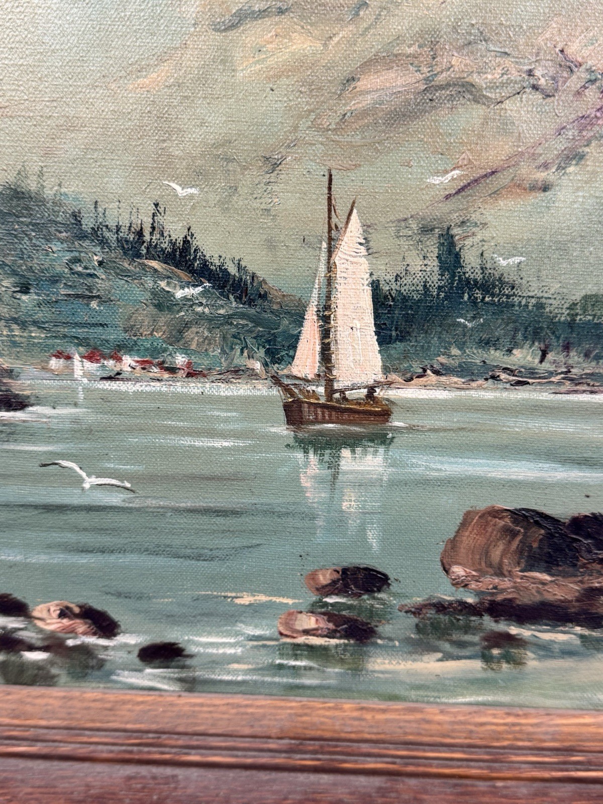 C.1930 BESSIE KENNEDY Oil Painting Original Label 20″x16″ Hardangerfjord, Norway