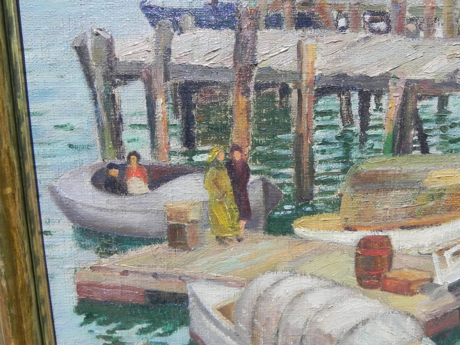 American impressionist art ca1930 wharf painting Olive Sprogle Herne 1893-1971