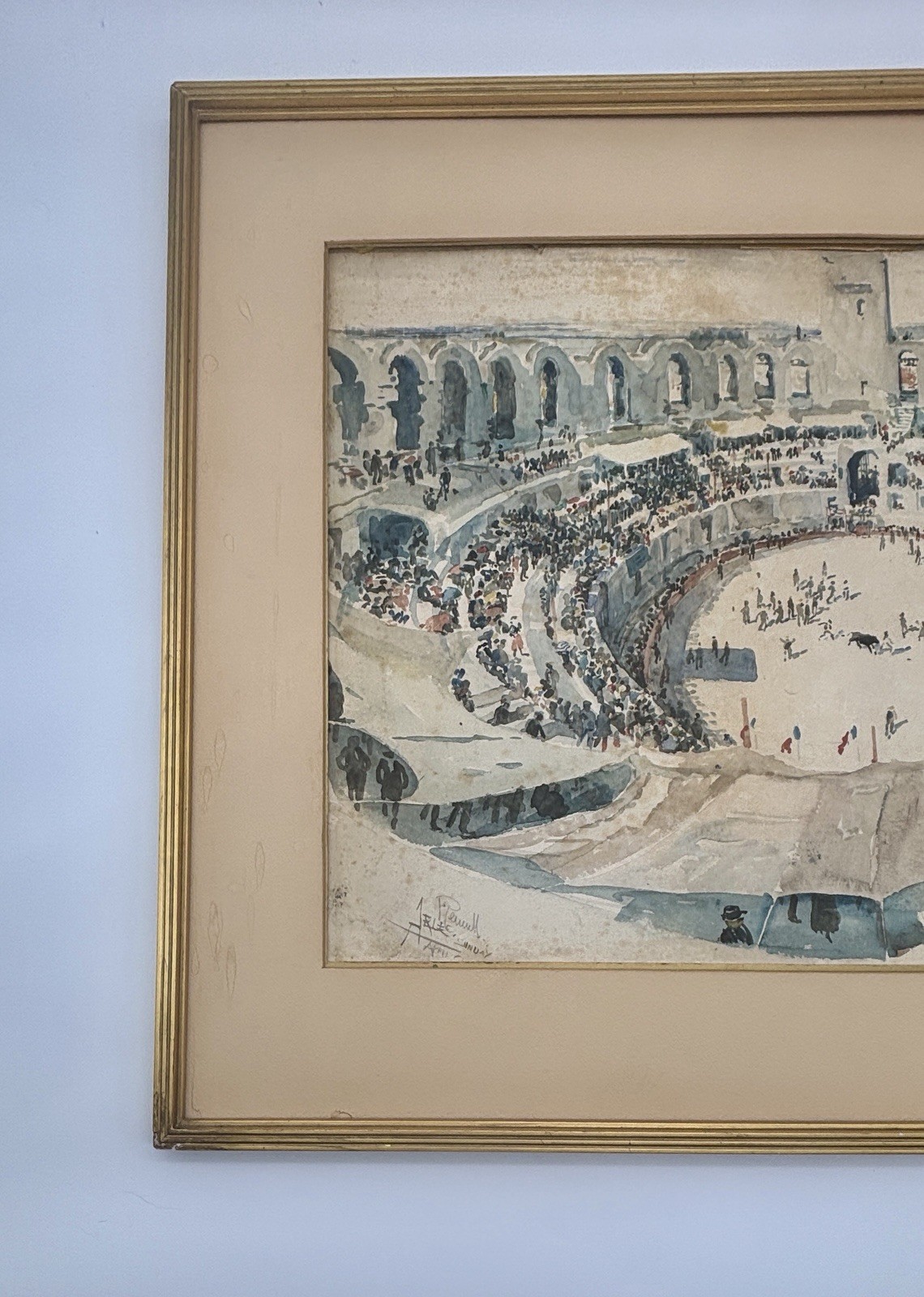 Joseph Pennell Signed 1883 Original Watercolor Arles Amphitheatre France