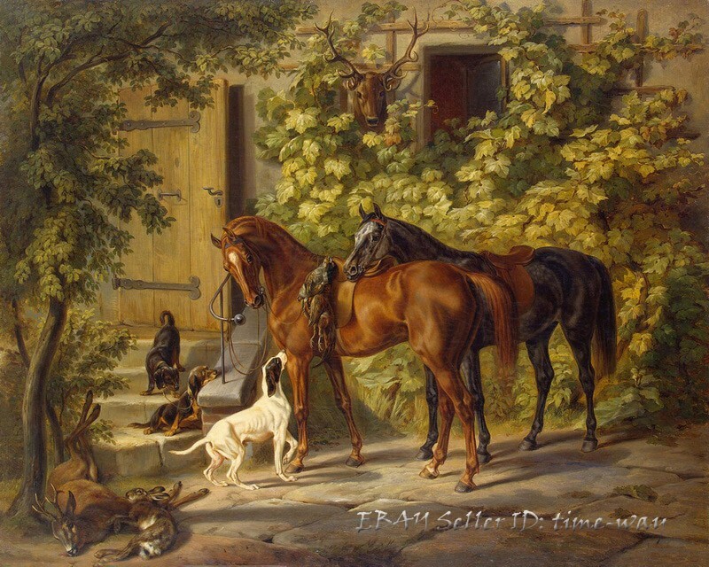 Return from Hunting Horse Oil painting Wall art Giclee Printed on Canvas P152