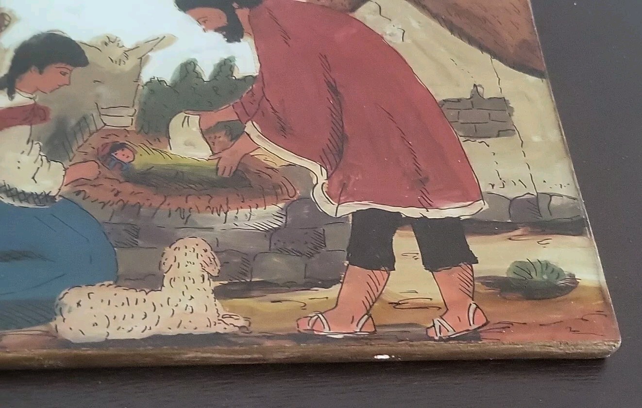 Reverse Painted Nativity Scene Peru Artist