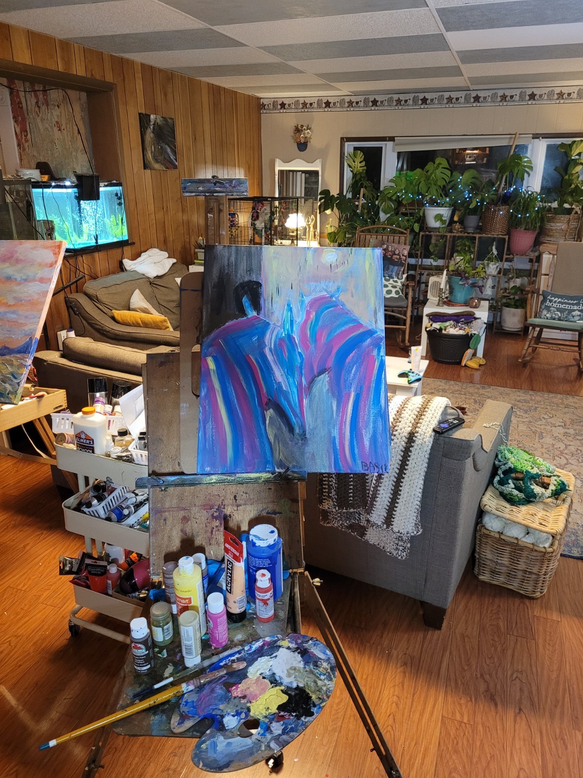 Stallions in Love Expressive Acrylic Painting 16×20 Romantic Modern Art