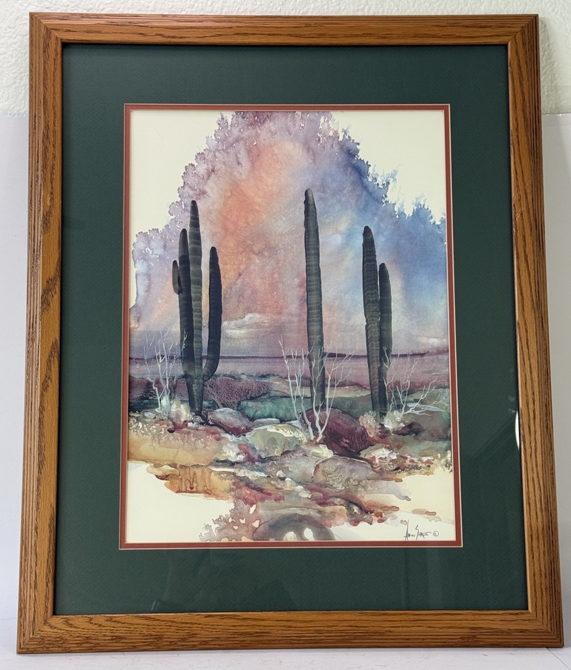Adin Shade Signed Watercolor Desert Landscape Painting Saguaro Cactus Southwest