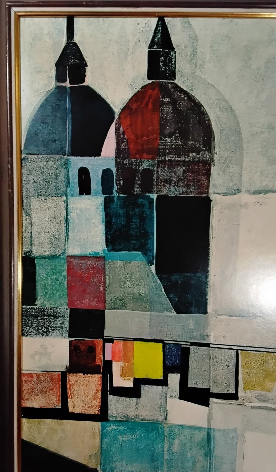MCM textured art print “Rooftops of Rome” by Giancarlo Isola 1960’s