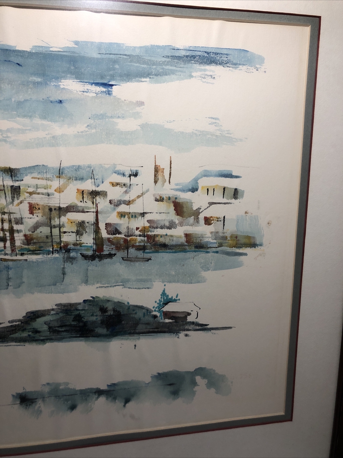 Vintage Alfred Birdsey Impressionism Watercolor Mid-Century Bermuda Painting